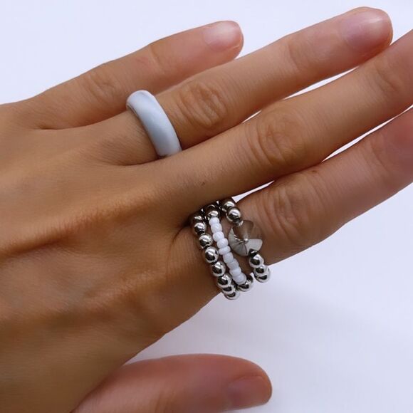 NWT Wool + Pepper Co. Silver Ring Stack (3 Rings) - Picture 1 of 5